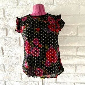 Anthropologie Ruffled Flowery Blouse